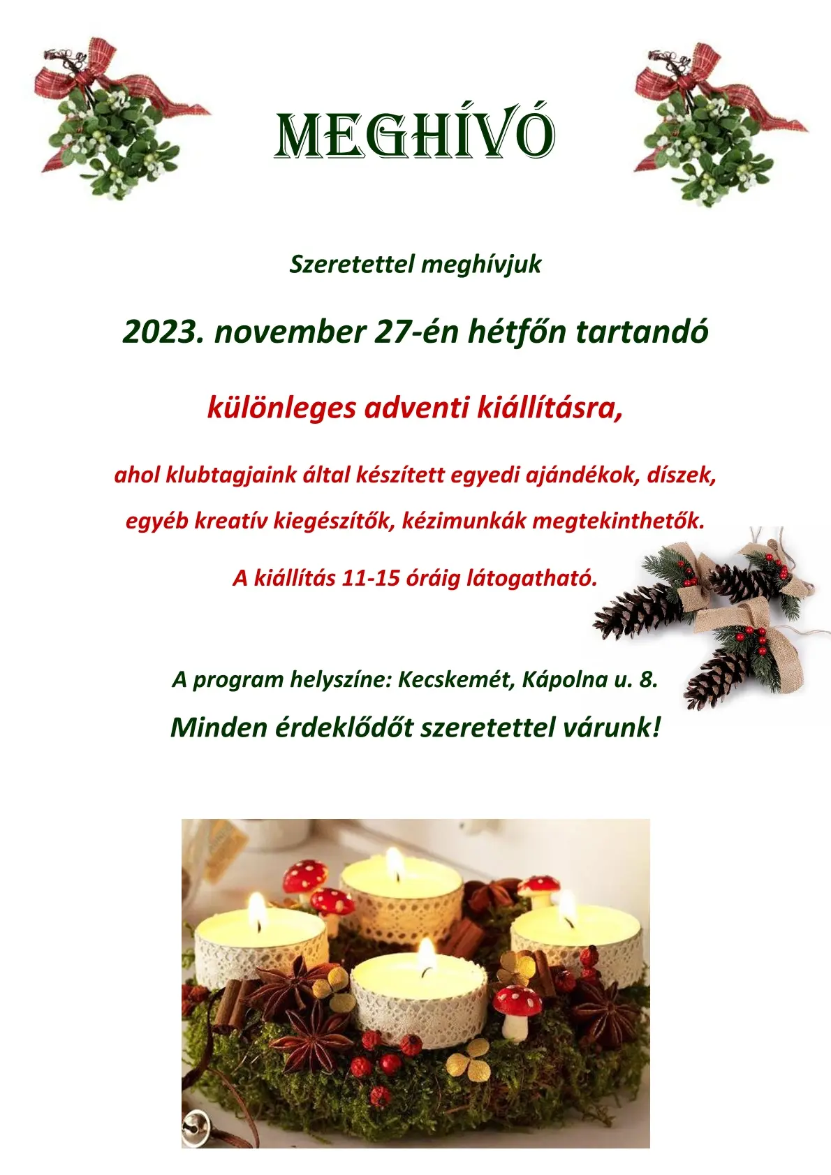 Meghívó - Adventi kiállításra