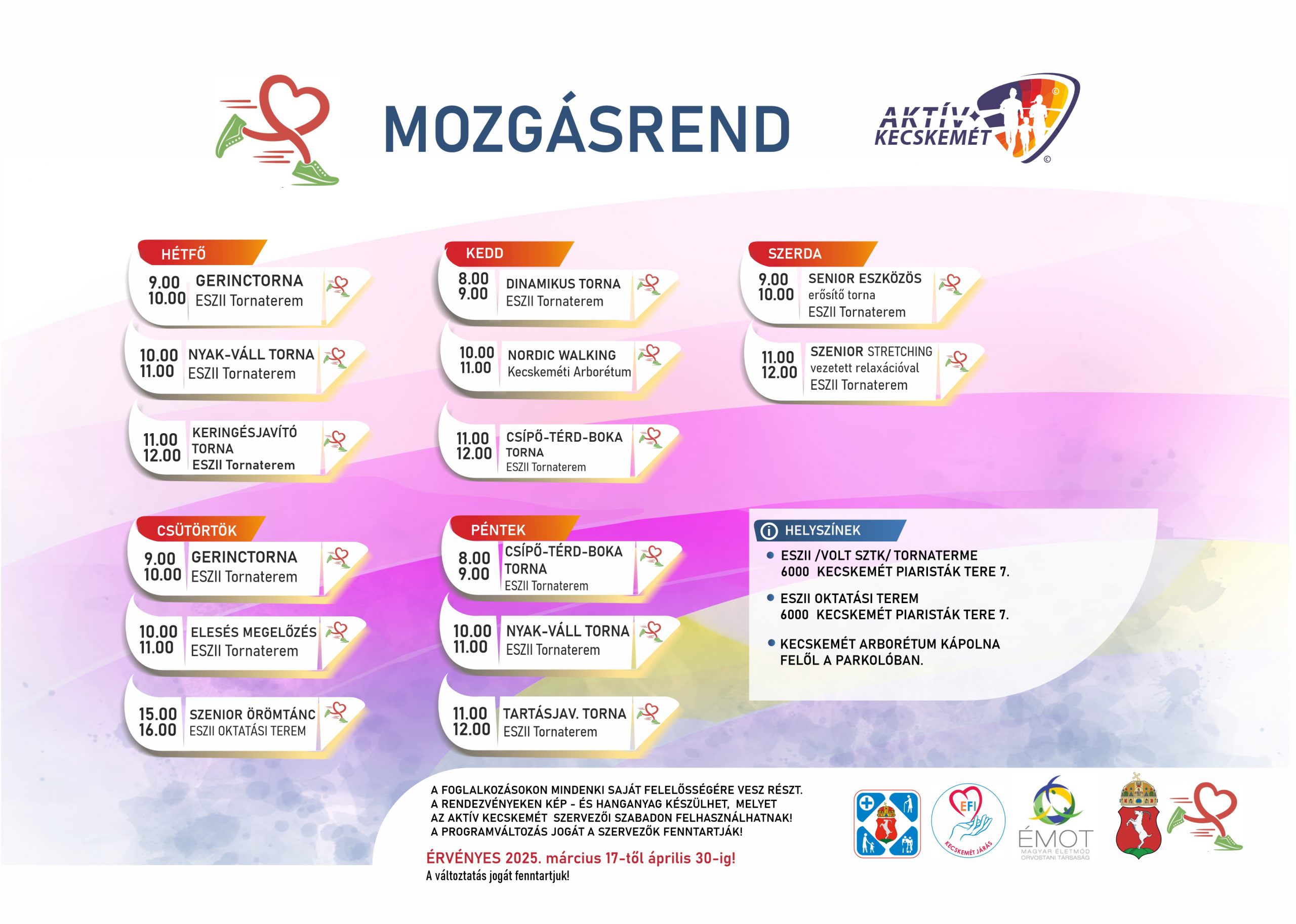 mozgásrend hetiterv